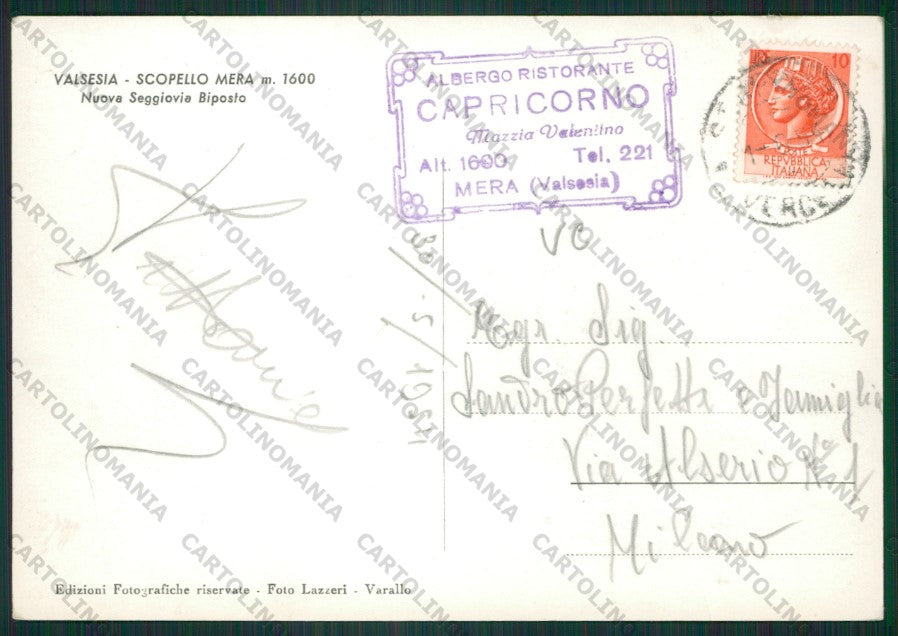 Vercelli Scopello Mera Seggiovia Foto FG cartolina ZK2009 – retro