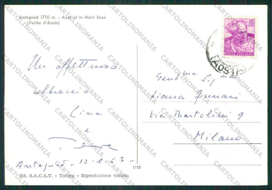 Aosta Ayas Antagnod Monte Rosa Foto FG cartolina ZK2044 – retro