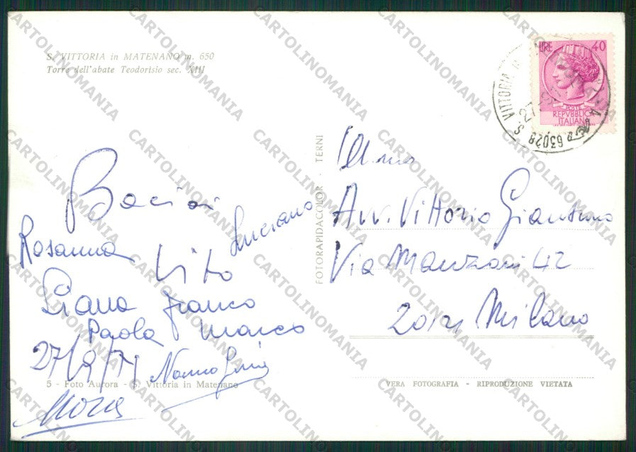 Ascoli Piceno Fermo Santa Vittoria in Matenano Auto Foto FG cartolina ZK2048 – retro