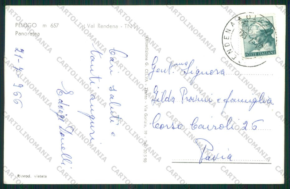 Trento Pelugo Foto FG cartolina ZK2092 – retro