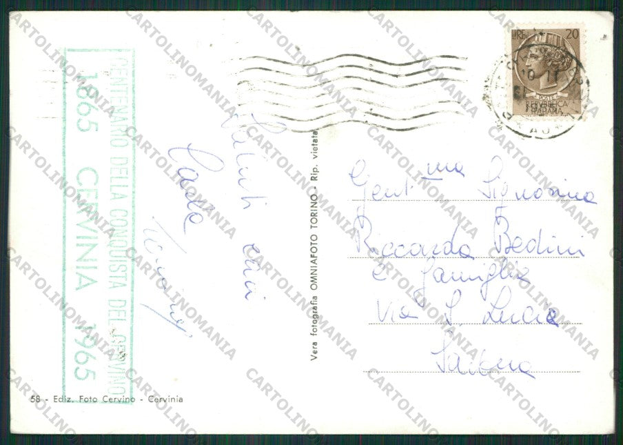 Aosta Valtournenche Cervinia Saluti da Foto FG cartolina ZK2142 – retro
