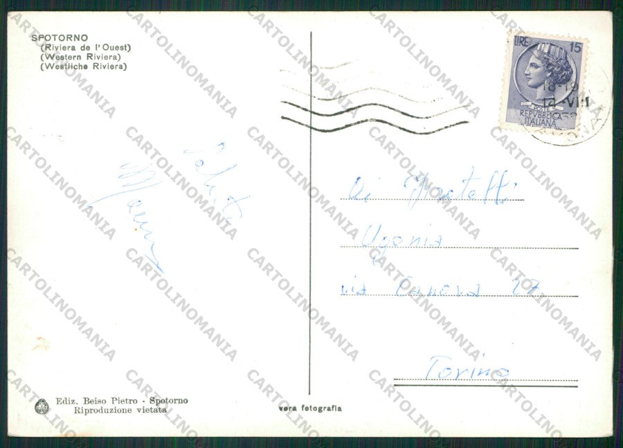 Savona Spotorno Foto FG cartolina ZK2145 – retro