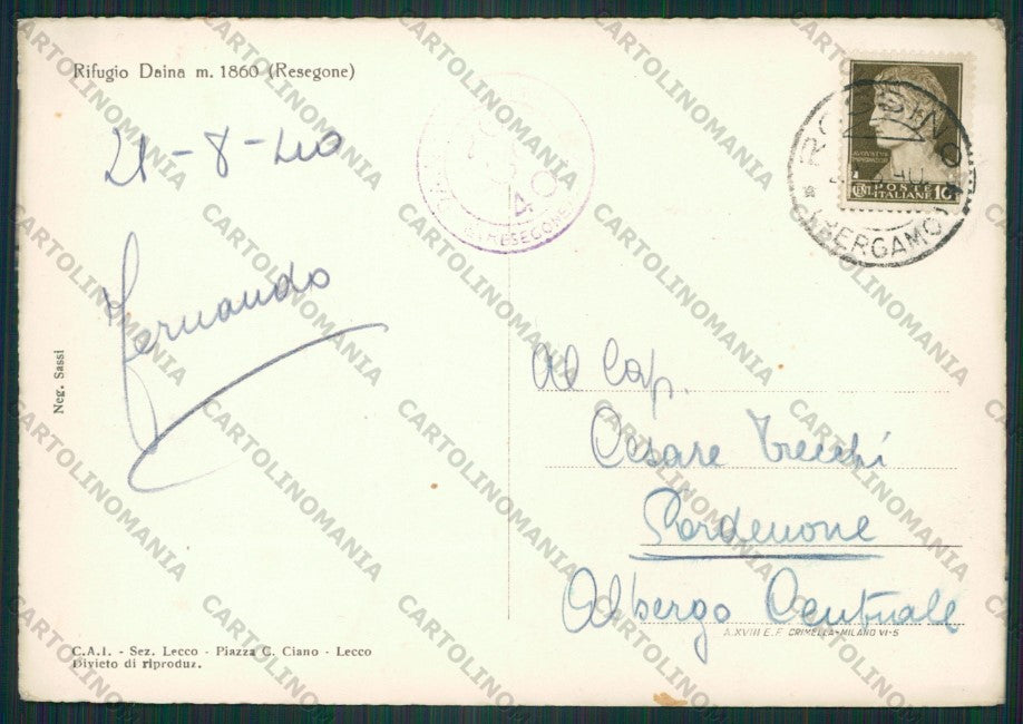 Lecco Rifugio Daina Resegone Foto FG cartolina ZK2221 – retro