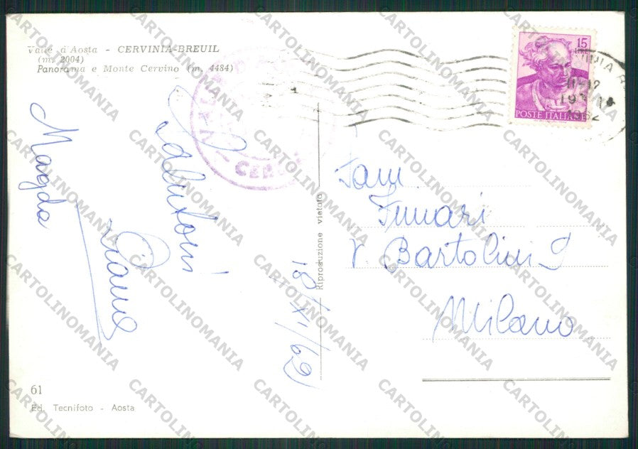 Aosta Cervinia Breuil Monte Cervino Foto FG cartolina ZK2232 – retro