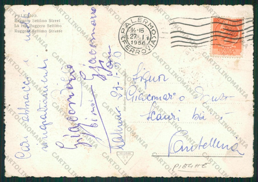 Palermo Città PIEGHE FG cartolina ZK2251 – retro
