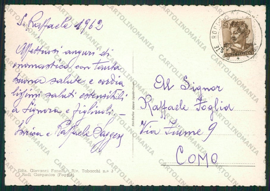 Foggia Rodi Garganico FG cartolina ZK2253 – retro