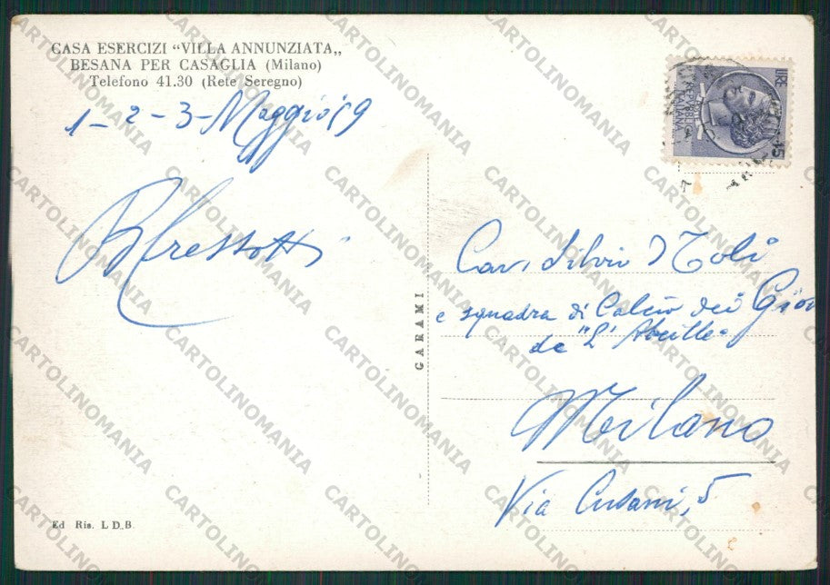Milano Besana Casaglia FG cartolina ZK2274 – retro