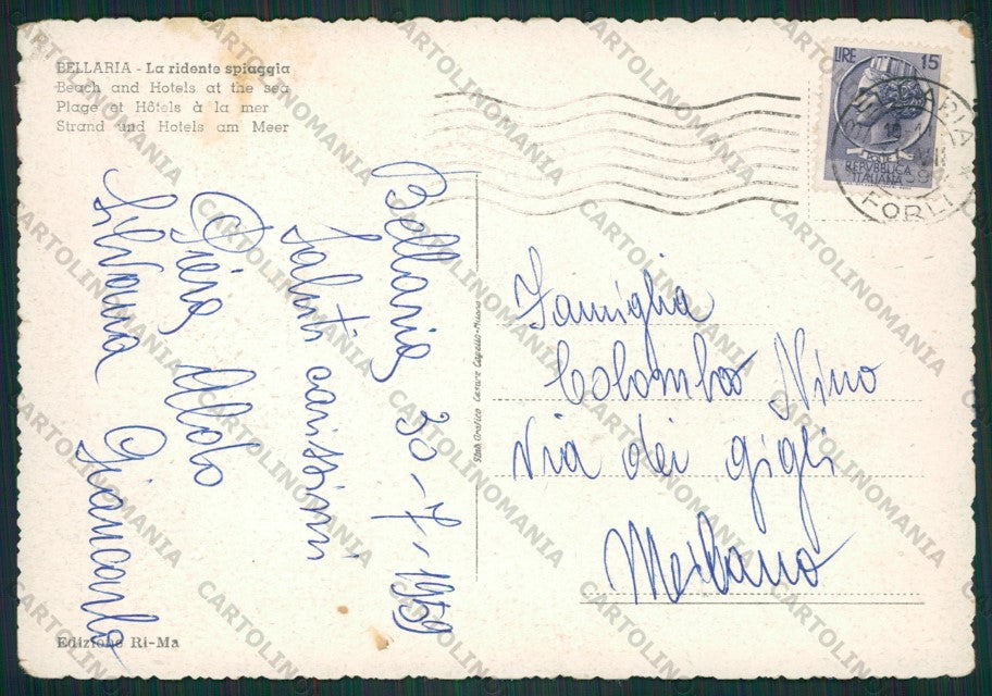 Rimini Bellaria PIEGHINE FG cartolina ZK2282 – retro