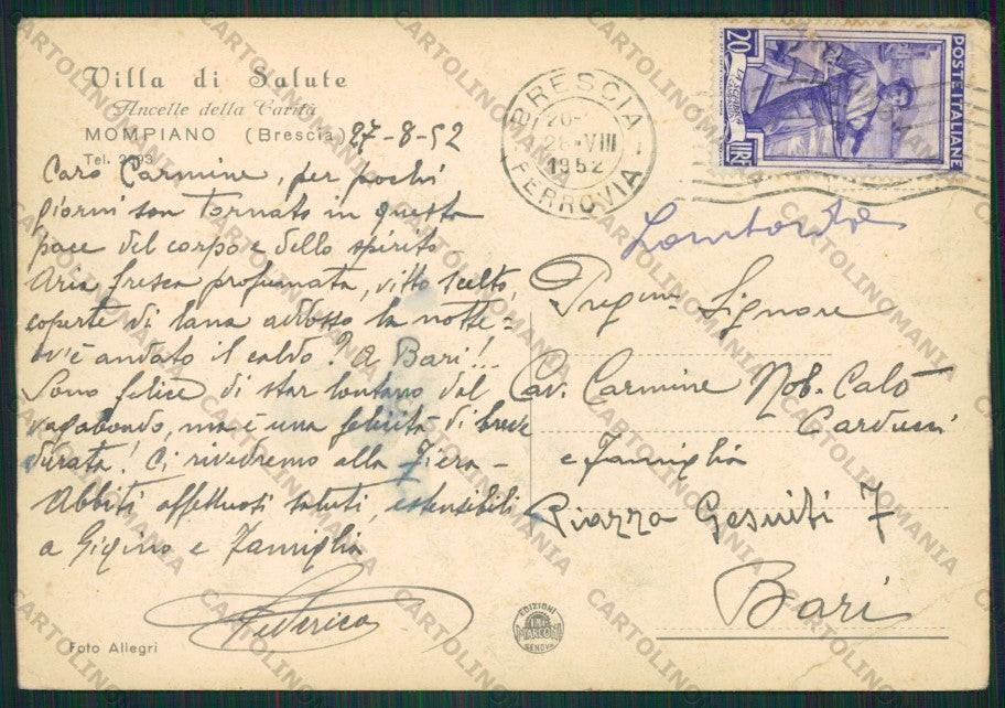 Brescia Mompiano PIEGHE FG cartolina ZK2372 – retro