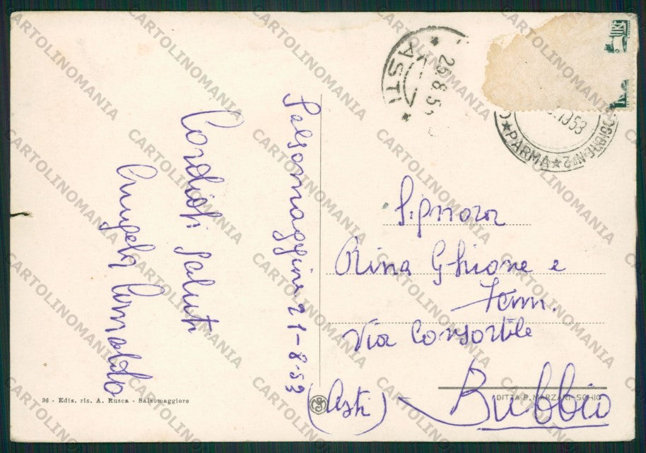 Parma Salsomaggiore Poste STRAPPINO FG cartolina ZK2387 – retro
