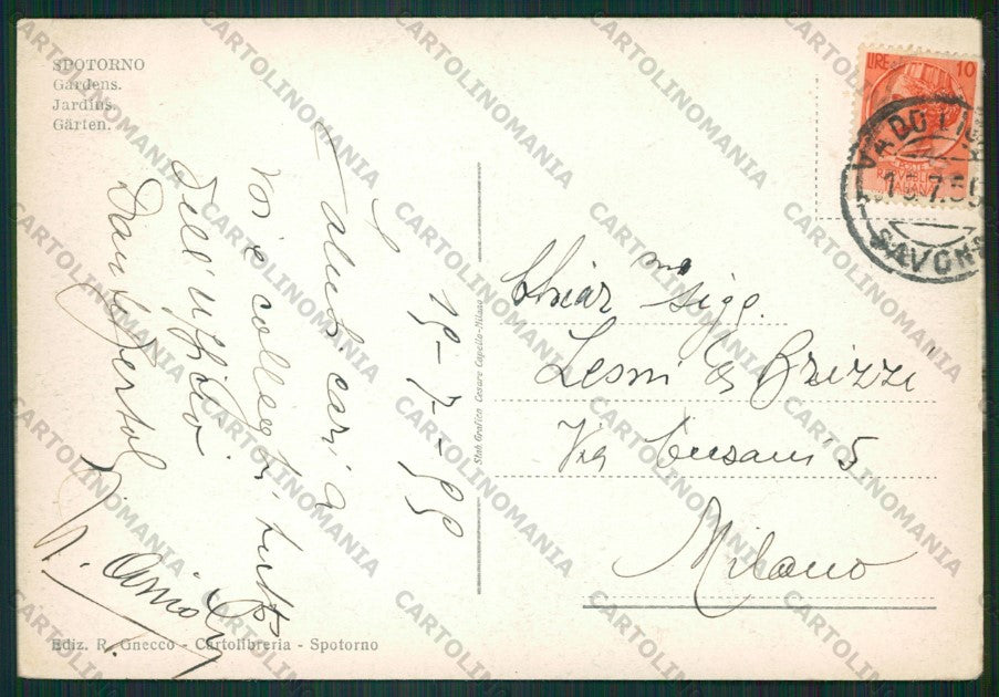 Savona Spotorno PIEGHINA FG cartolina ZK2396 – retro