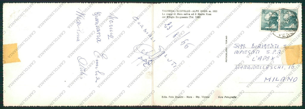 Vercelli Scopello Alpe Mera Monte Rosa Doppia Foto FG cartolina ZK2410 – retro