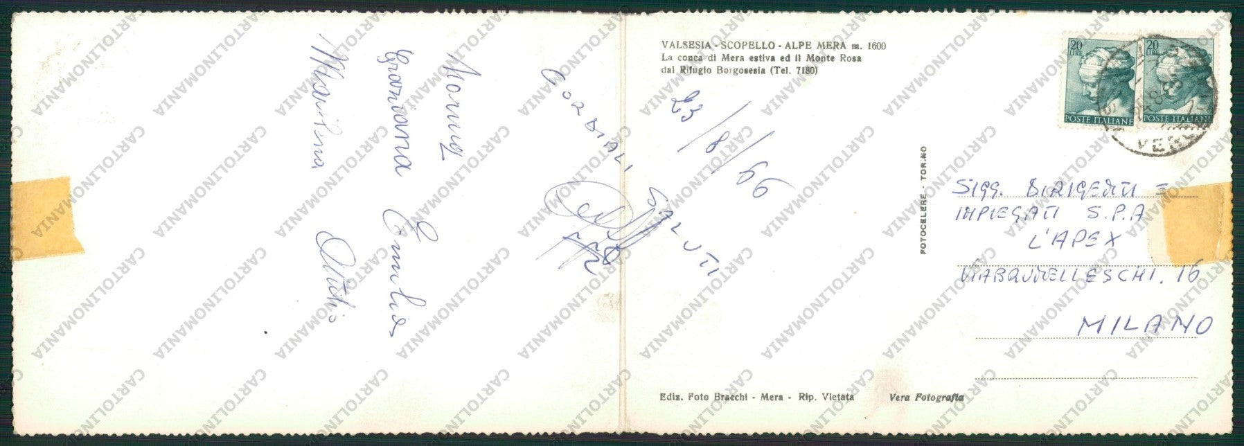 Vercelli Scopello Alpe Mera Monte Rosa Doppia Foto FG cartolina ZK2410 – retro