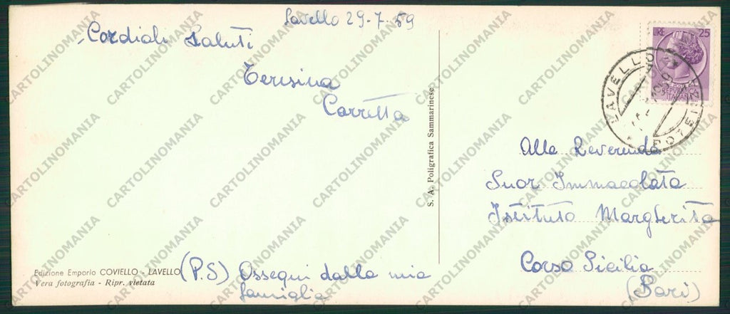 Potenza Lavello Panoramica Foto FG cartolina ZK2420 – retro