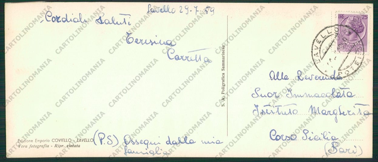 Potenza Lavello Panoramica Foto FG cartolina ZK2420 – retro