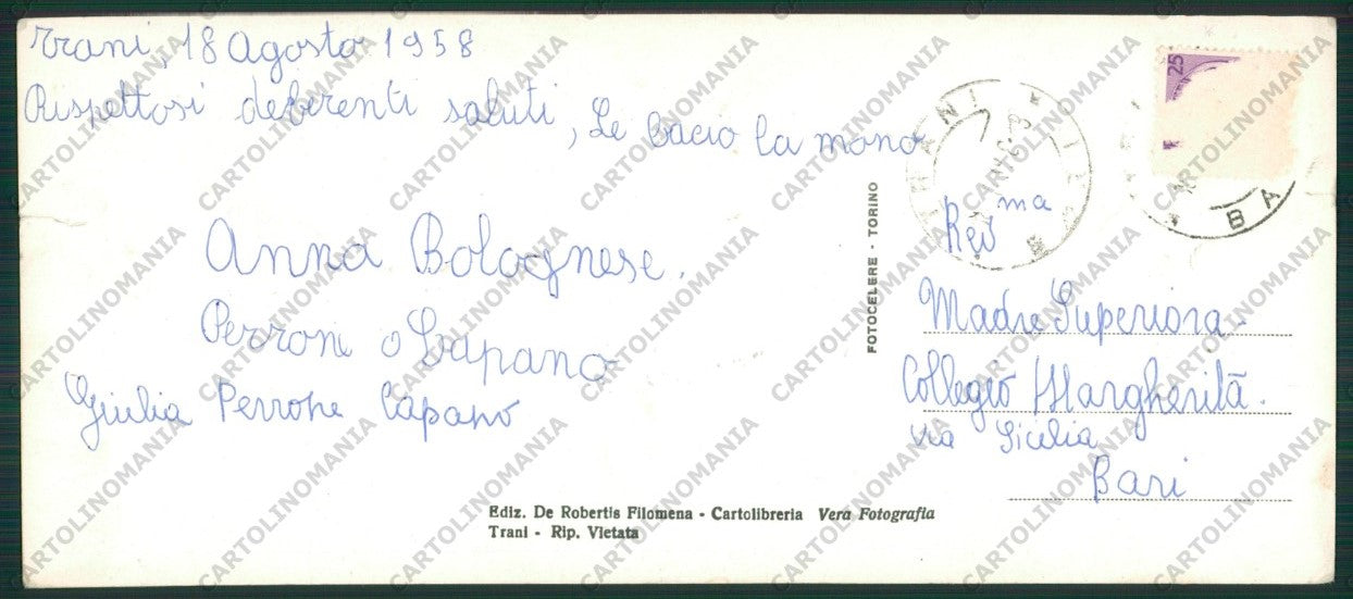Bari Trani STRAPPO Panoramica Foto FG cartolina ZK2421 – retro