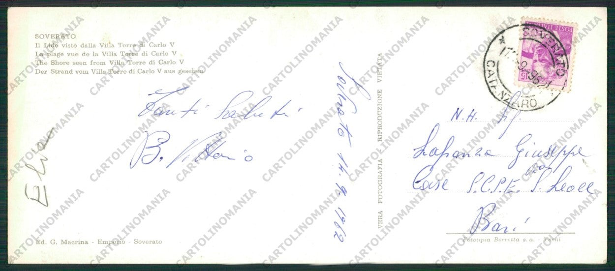 Catanzaro Soverato Panoramica Foto FG cartolina ZK2435 – retro