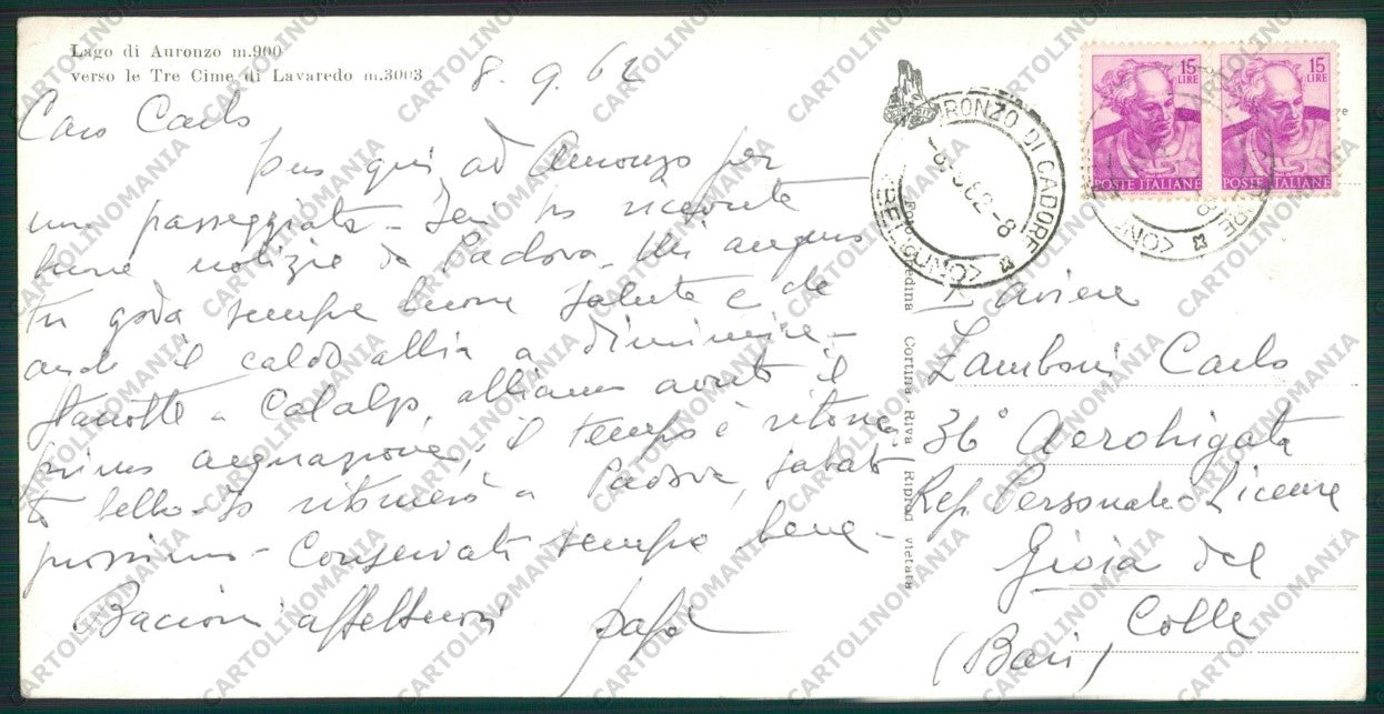 Belluno Auronzo Cadore PIEGHINA Panoramica Foto FG cartolina ZK2446 – retro