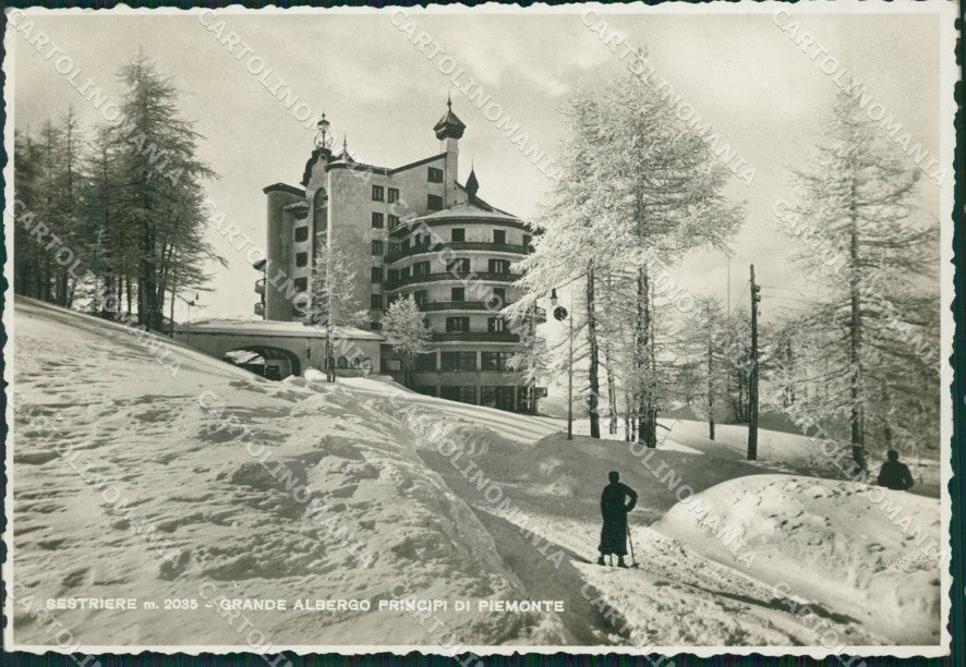 Torino Sestriere Nevicata Sci Foto FG cartolina ZK2454 – fronte