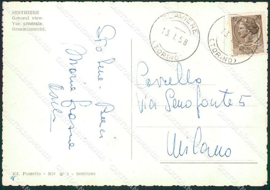 Torino Sestriere Nevicata Foto FG cartolina ZK2466 – retro