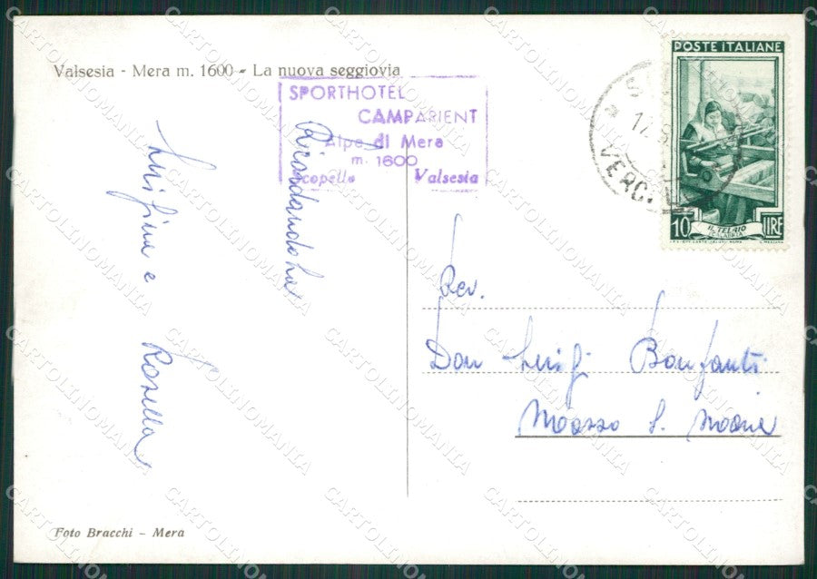 Vercelli Scopello Mera Seggiovia Foto FG cartolina ZK2528 – retro