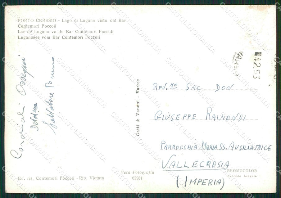 Varese Porto Ceresio Foto FG cartolina ZK2542 – retro