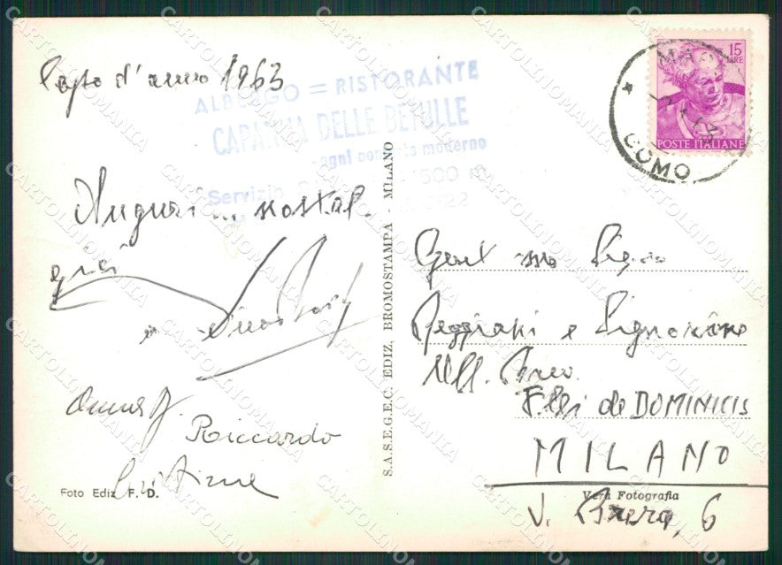 Lecco Marnio Pian delle Betulle Sci Funicolare PIEGHINA Foto FG cartolina ZK2560 – retro