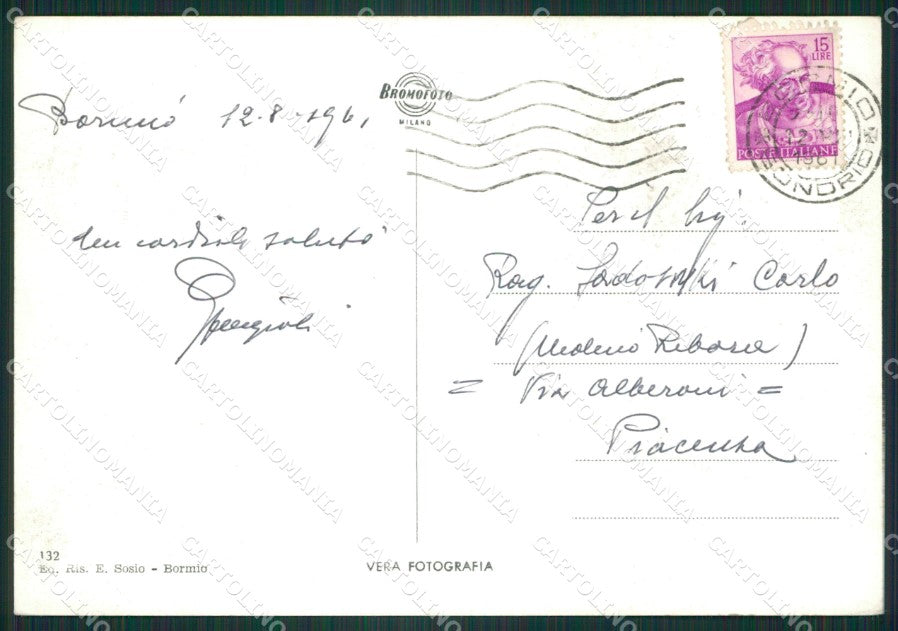 Sondrio Bormio Funivia Foto FG cartolina ZK2566 – retro