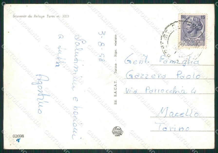 Aosta Courmayeur Rifugio Torino Saluti da Foto FG cartolina ZK2583 – retro