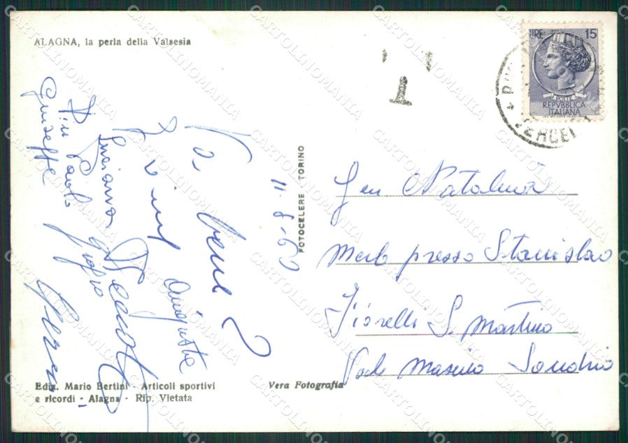 Vercelli Alagna Nevicata Foto FG cartolina ZK2621 – retro