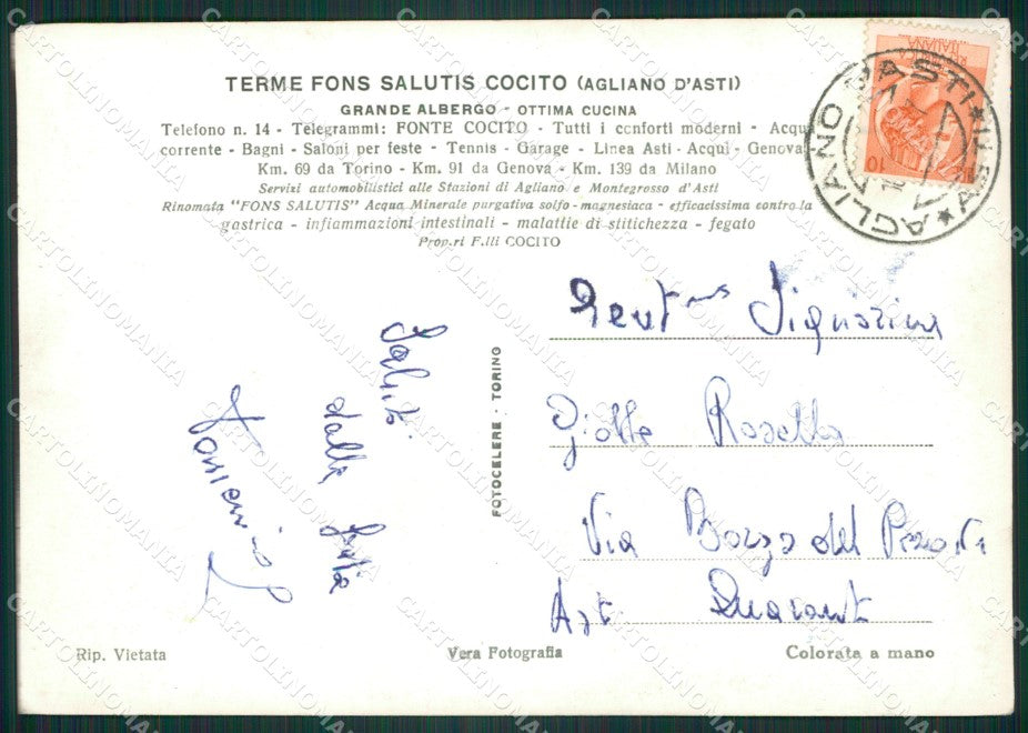Asti Agliano d'Asti Terme di Foto FG cartolina ZK2626 – retro