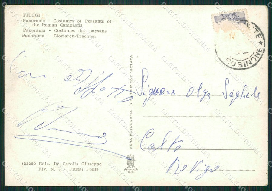 Frosinone Fiuggi Costumi Foto FG cartolina ZK2634 – retro