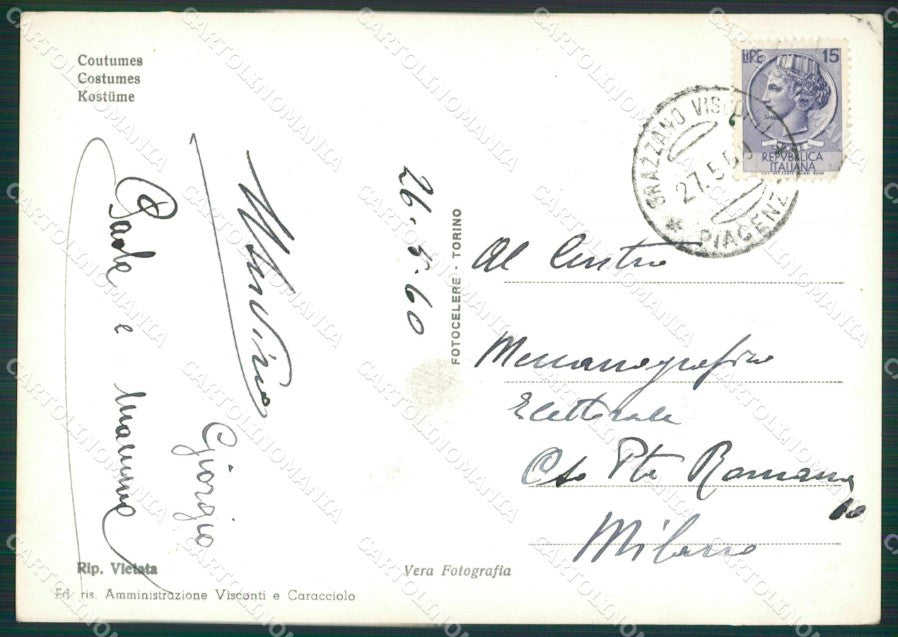 Piacenza Vigolzone Grazzano Visconti Costumi Foto FG cartolina ZK2715 – retro