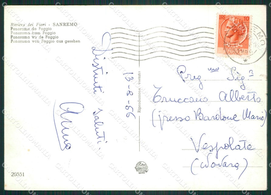 Imperia Sanremo Foto FG cartolina ZK2823 – retro