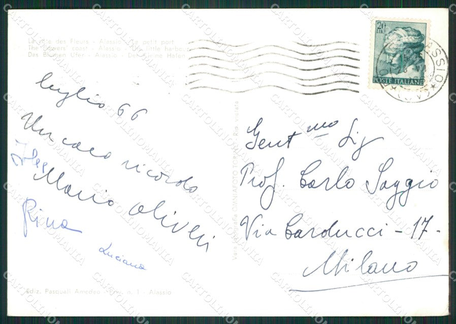 Savona Alassio Foto FG cartolina ZK2839 – retro