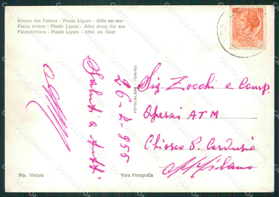 Savona Finale Ligure Foto FG cartolina ZK2841 – retro