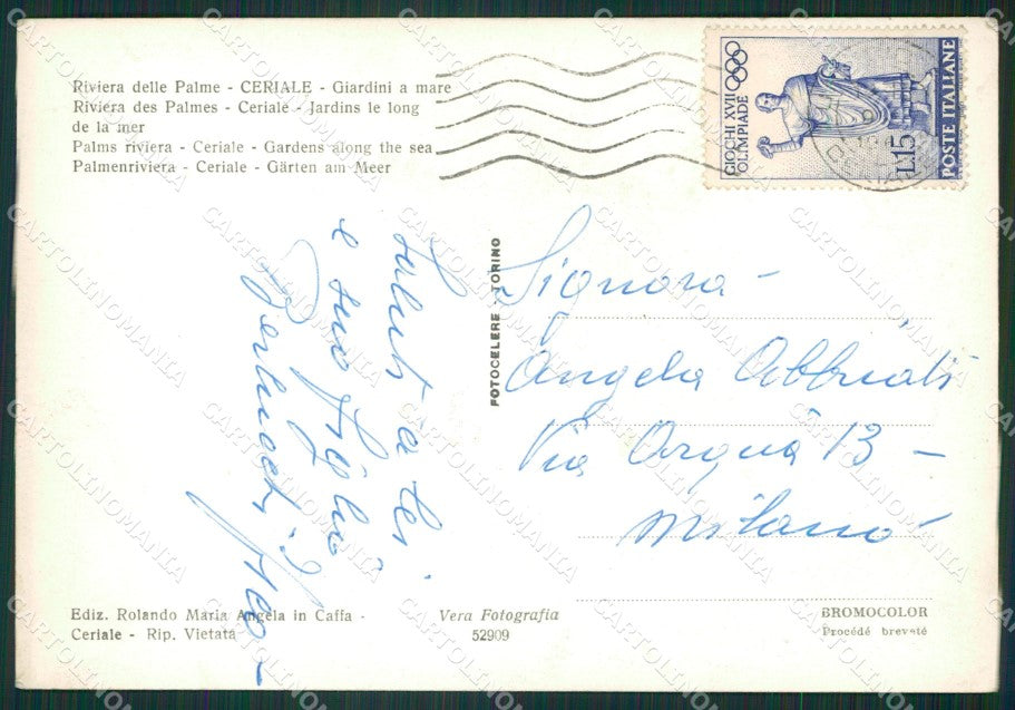 Savona Ceriale Foto FG cartolina ZK2850 – retro