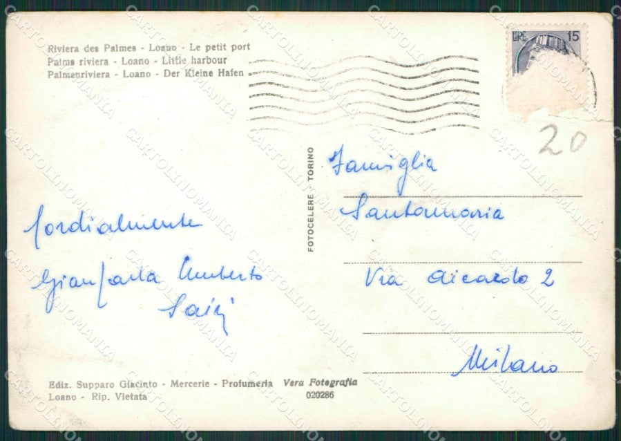 Savona Loano PIEGA Foto FG cartolina ZK2856 – retro