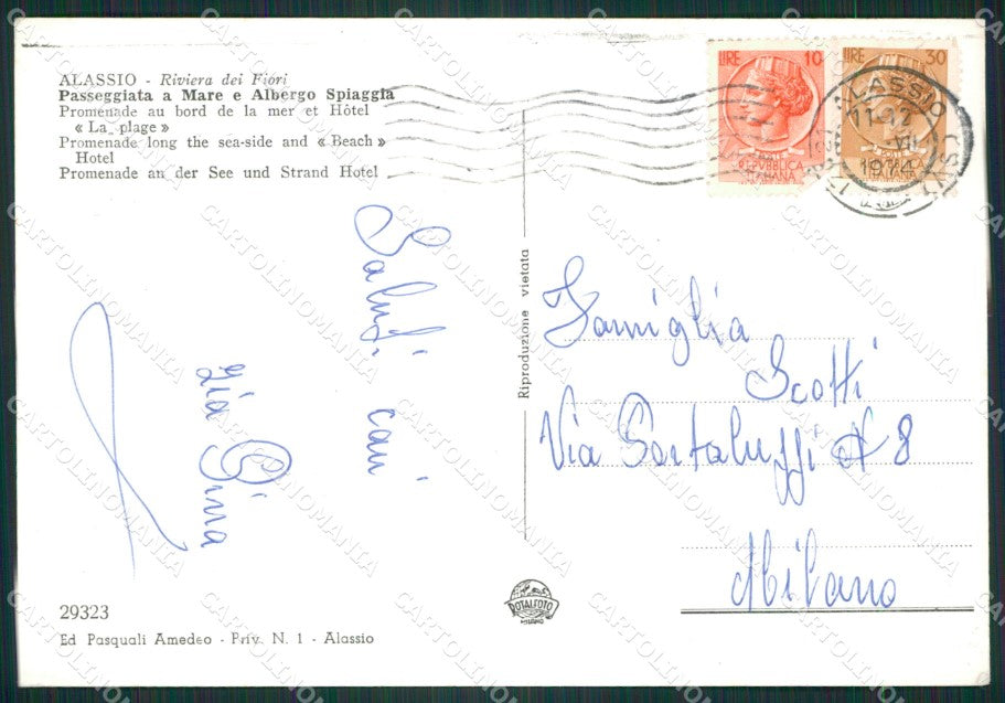 Savona Alassio Foto FG cartolina ZK2857 – retro
