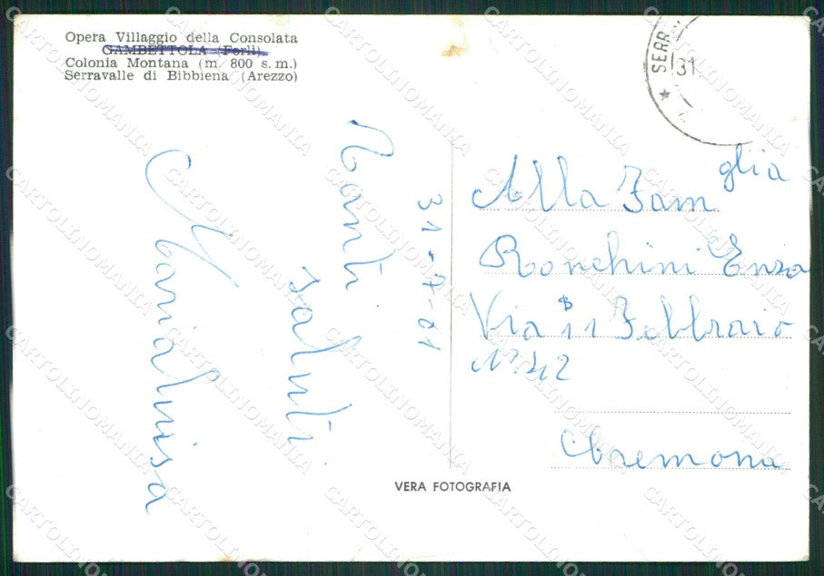 Arezzo Bibbiena Serravalle di PIEGHINE Foto FG cartolina ZK2891 – retro