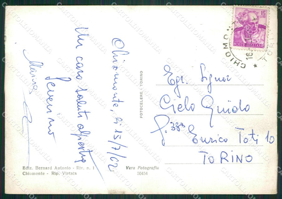 Torino Chiomonte Foto FG cartolina ZK2951 – retro