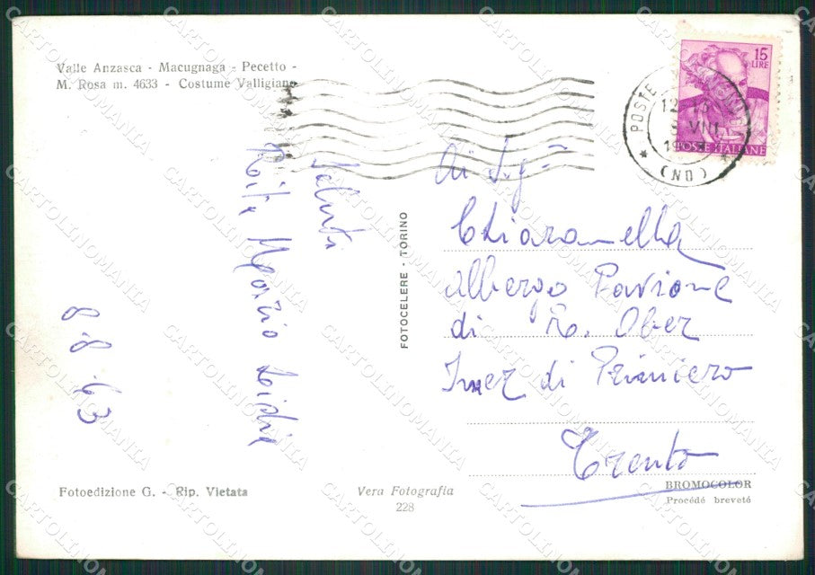 Verbania Macugnaga Costume Foto FG cartolina ZK2965 – retro