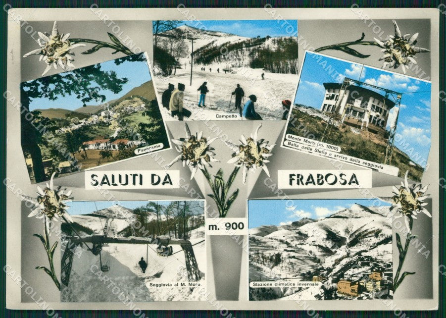 Cuneo Frabosa Saluti da Seggiovia Sci PIEGHINA Foto FG cartolina ZK2999 – fronte