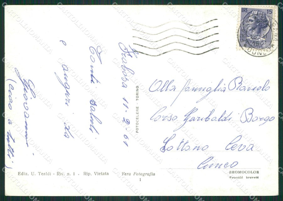 Cuneo Frabosa Saluti da Seggiovia Sci PIEGHINA Foto FG cartolina ZK2999 – retro