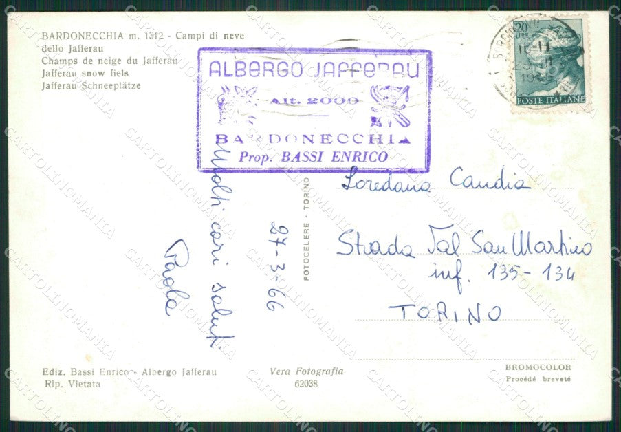 Torino Bardonecchia Sci Foto FG cartolina ZK3009 – retro