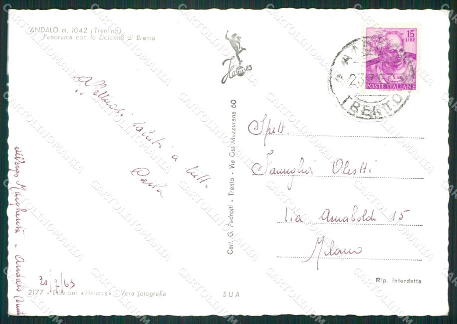 Sondrio Andalo Foto FG cartolina ZK3026 – retro