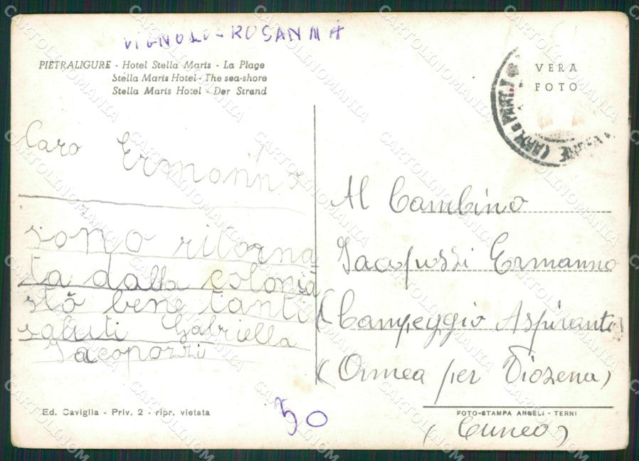 Savona Pietraligure PIEGHINA Foto FG cartolina ZK3073 – retro