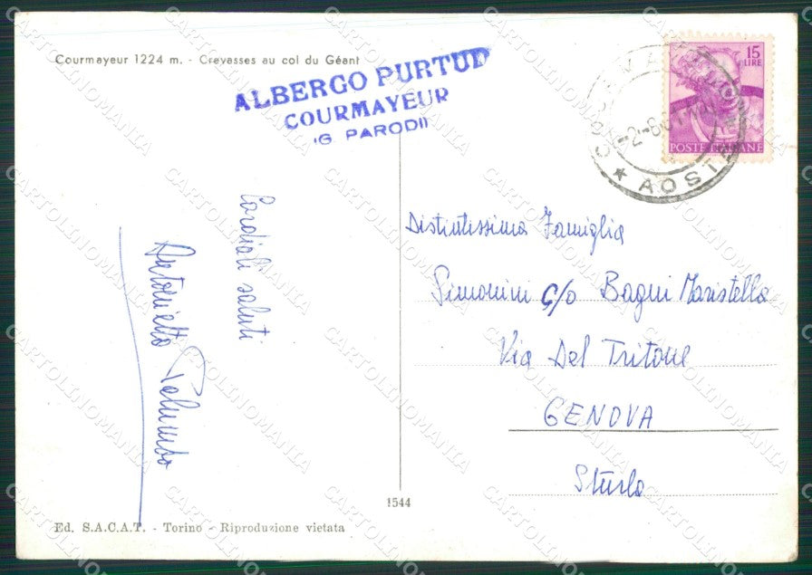 Aosta Courmayeur Ghiacciaio Foto FG cartolina ZK3098 – retro