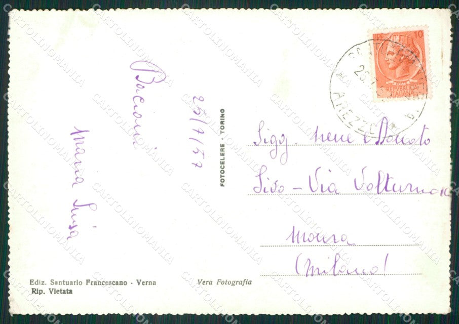 Arezzo Chiusi Verna Santuario di Foto FG cartolina ZK3101 – retro