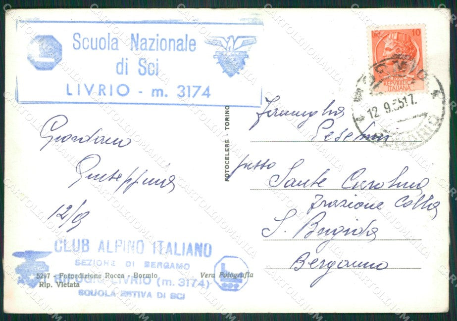 Sondrio Rifugio Monte Livrio Stelvio Sci PIEGHINA Foto FG cartolina ZK3104 – retro